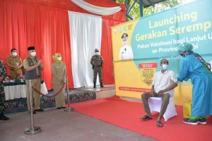 Pj. Gubernur Launching Gerakan Serempak Pekan Vaksin Lansia se-Provinsi Jambi 