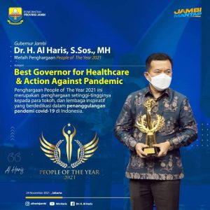 Al Haris Raih Penghargaan People Of The Year 2021 dengan kategori Best Governor For Healthcare dan Action Againts Pandemic