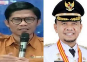 Ket poto : Kiri, Saiful Roswandi Kepala Ombudsman RI Provinsi Jambi. Kanan, Bupati Kerinci Adirozal.