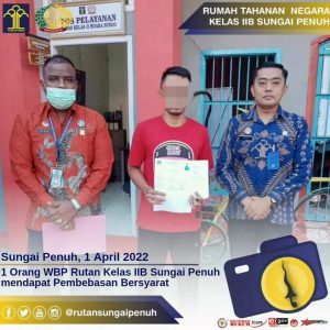 Hari Ini, 1 Orang WBP Rutan Kelas IIB Sungai Penuh Mendapatkan Pembebasan Bersyarat