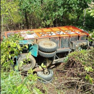 Terlibat Tabrakan, Mobil Dump Truck Pengangkut Sawit dan L300 Masuk Jurang