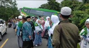 Saat Kecelakaan Bus Rombongan CJH Asal Merangin Tenyata Tanpa Mobil Pengawal Penutup