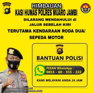 Tekan Lakalantas, Polres Muaro Jambi Imbau Pengendara Dilarang Saling Mendahului Dari Lajur Kiri