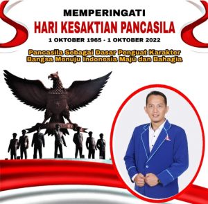 Ketua DPC PD kab.muaro Jambi mengucapkan selamat hari kesaktian Pancasila 1 oktober di Tahun 2022