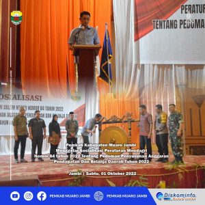 PJ Bupati Muaro Jambi Buka Sosialisasi Permendagri Nomor 84 Tahun 2022