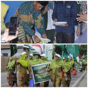 Semarakkan HARLAH 1 Abad NU, PC Muslimat NU Oki dan Banom Gelar Pawai dan Potong 100 Tumpeng