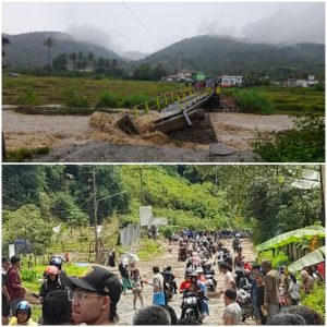 Lalu lintas siulak deras Kecamatan Gunung Kerinci macet total Akibat Hujan Deras