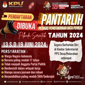 KPU Batanghari Buka Seleksi Pantarlih Pilkada Serentak 2024: Usia 17 Tahun Boleh Daftar