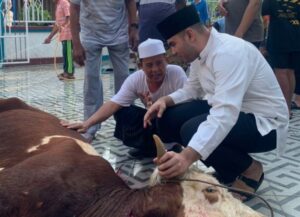 Anggota DPRD Provinsi Jambi Rendra Usman Kurban Sapi Simental di Kampung Nelayan