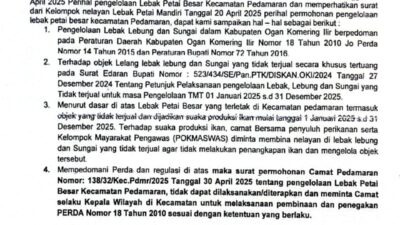 Dinas Perikanan OKI Tegaskan Pengelolaan Lebak Tak Terjual Harus Sesuai Aturan