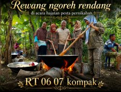 Tradisi Rewang Masak rendang, Warga RT 06 dan RT 07 Desa Senaung Tunjukkan Kekompakan di Acara Hajatan