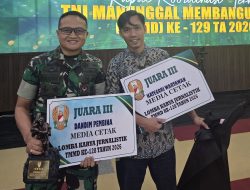 Kodim 0402/OKI-OI Raih Juara Lomba Karya Jurnalistik TMMD ke-128 Kategori Media Cetak