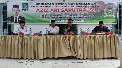 Aziz Ari Saputra Reses di desa Bumiarjo Makmur OKI, Dorong Exit Toll di daerah ini