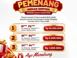 Tiga Nasabah Bank Jambi Raih Hadiah Undian Nasional Tabungan SIMPEDA XXXVII Tahun 2026