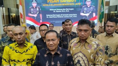 Wali kota jambi Maulana Apresiasi Pengabdian Kajari Abdi Reza dan Sambut Kajari Baru Kota Jambi