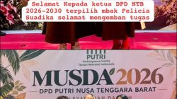 Fellicia Suadika Terpilih sebagai Ketua DPD PUTRI NTB Periode 2026-2030